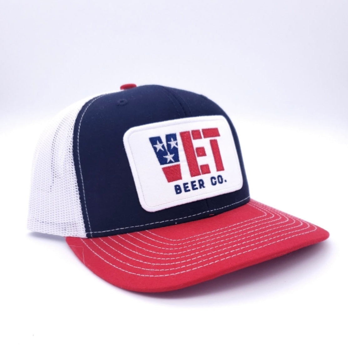 VET Beer Red, White & Blue Hat with Embroidered Patch