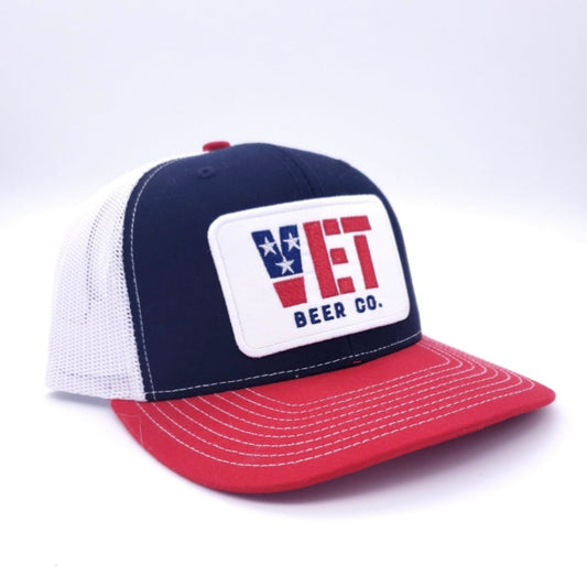 VET Beer Red, White & Blue Hat with Embroidered Patch